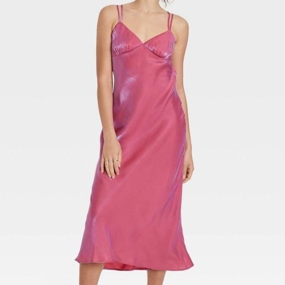 Wild Fable Women's Iridescent Pink Purple Maxi Dress Sz XXS Y2k Mermaid Barbie